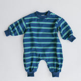 Lightweight Striped Jumpsuit- Blue