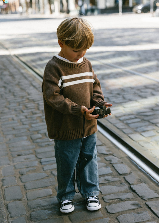 Double Stripe Knit- Mocha