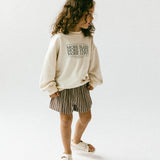 Striped Terry Shorts- Brown