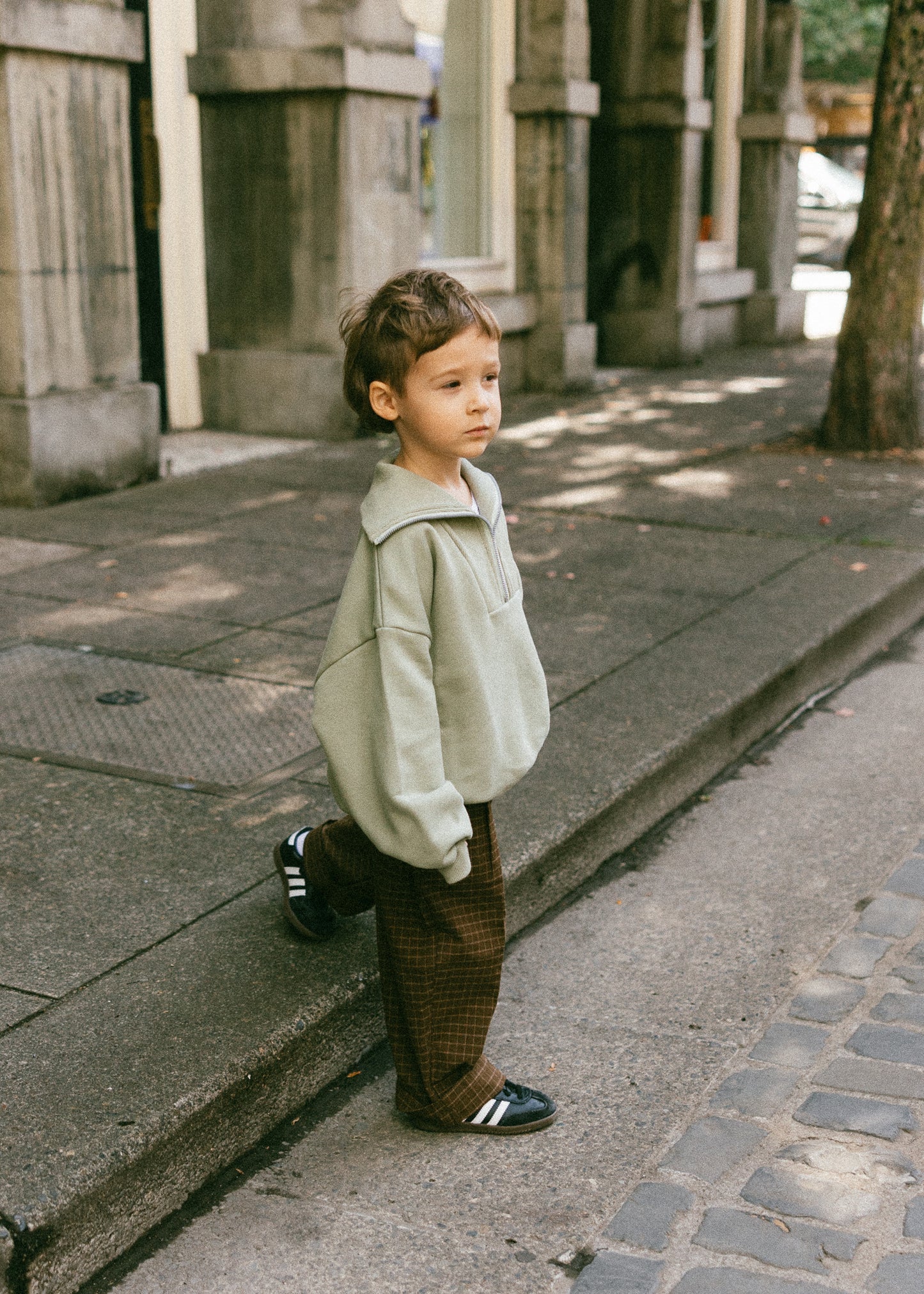 Half Zip Sweater- Washed Green