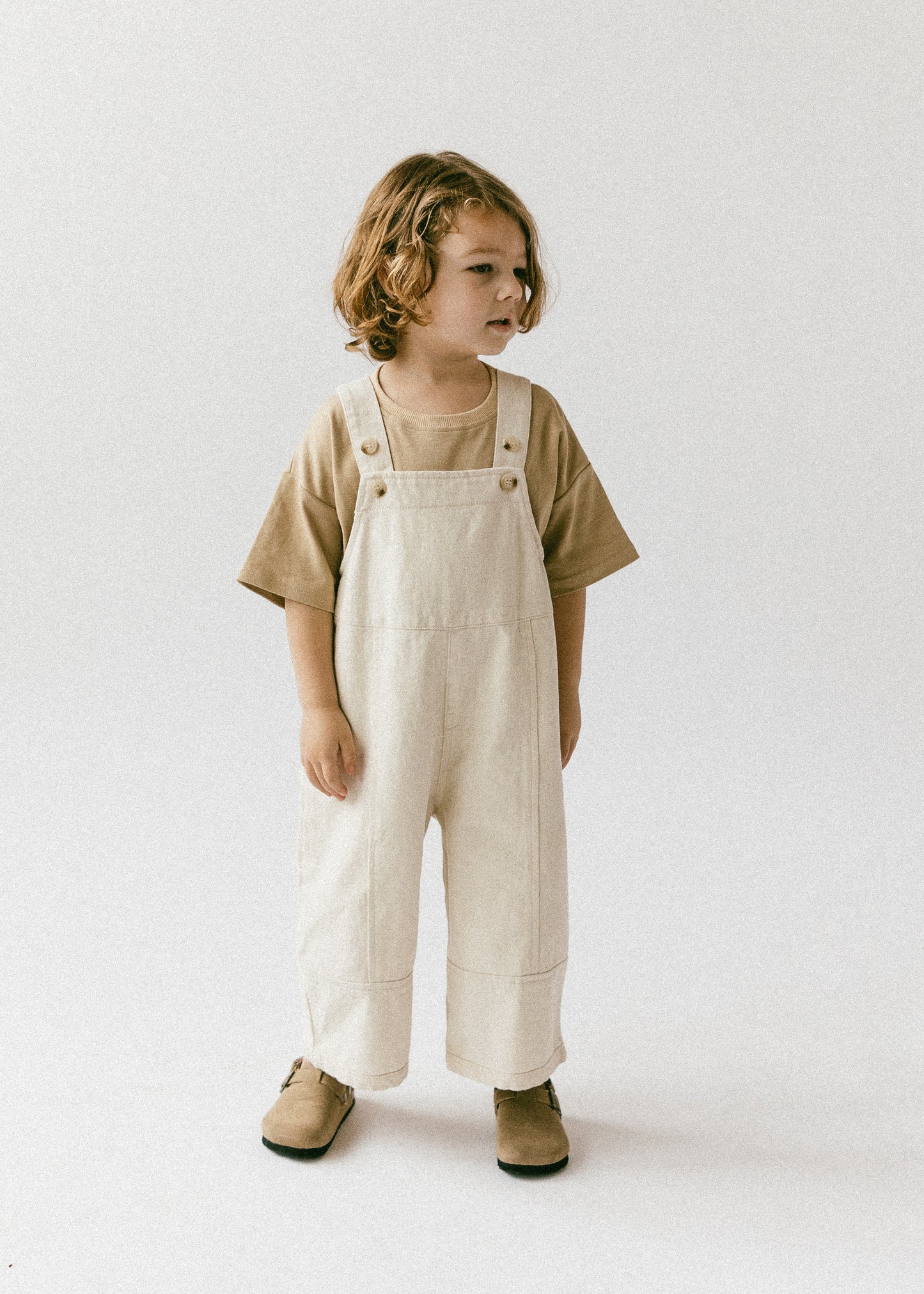 Oversized Overalls- Speckled Cream