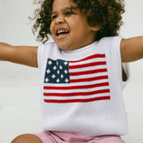 Sweater Vest- Flag- White