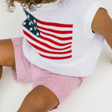 Sweater Vest- Flag- White