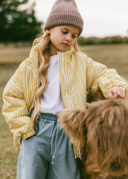 Striped Cotton Bomber- Yellow
