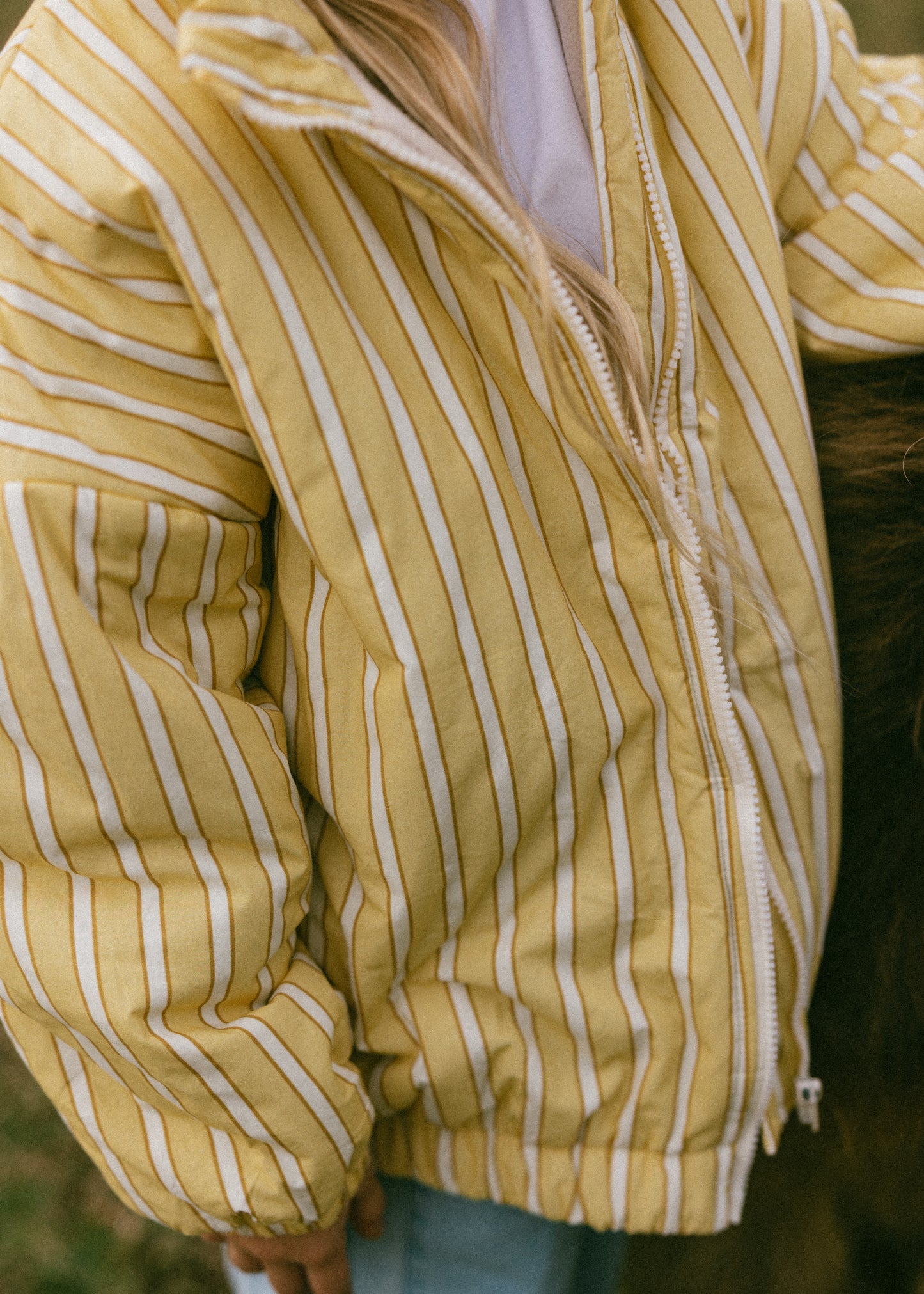 Striped Cotton Bomber- Yellow