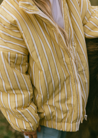 Striped Cotton Bomber- Yellow