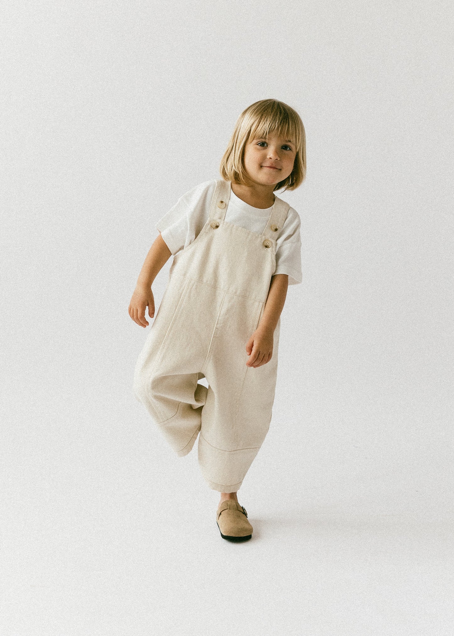 Oversized Overalls- Speckled Cream