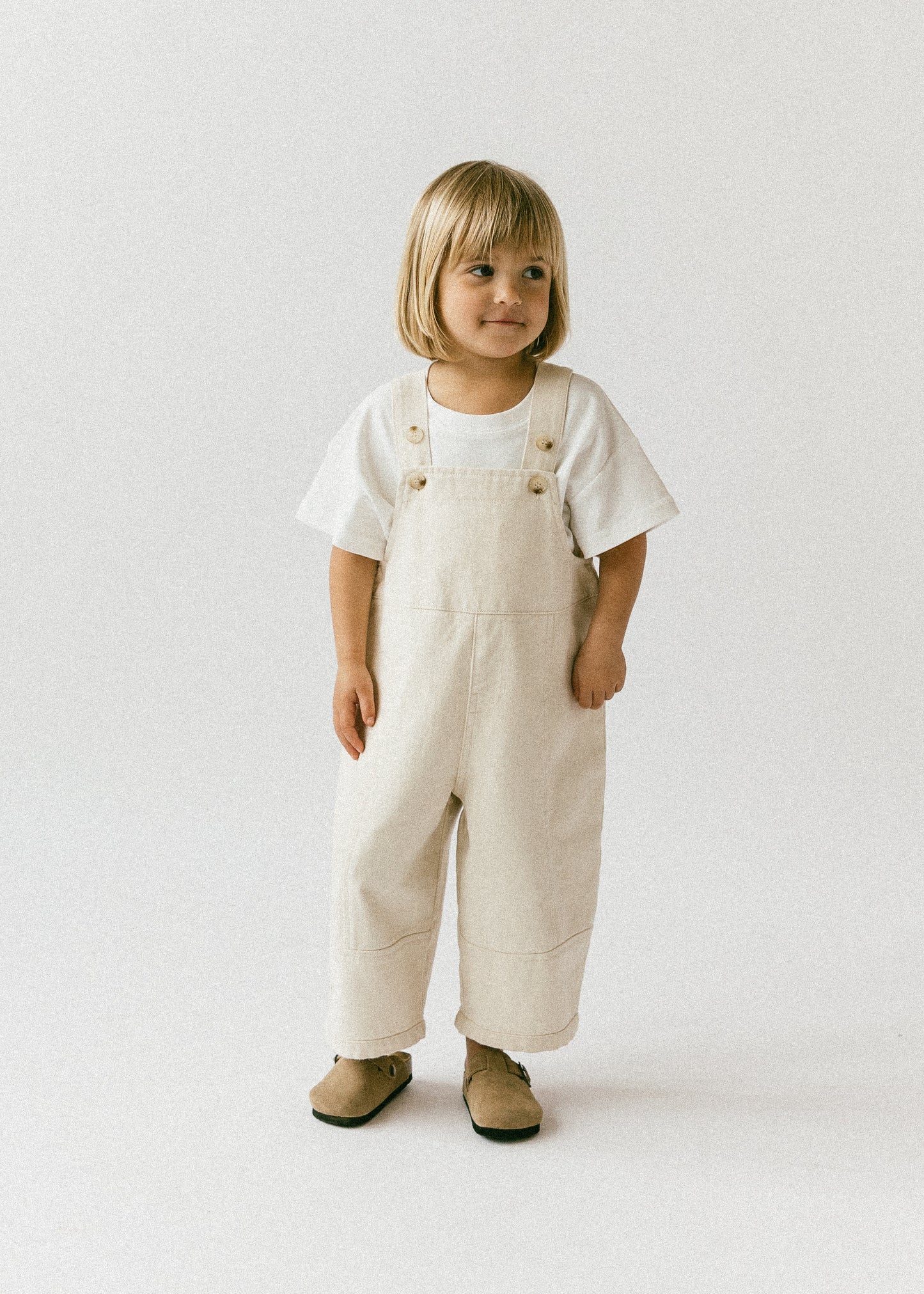 Oversized Overalls- Speckled Cream