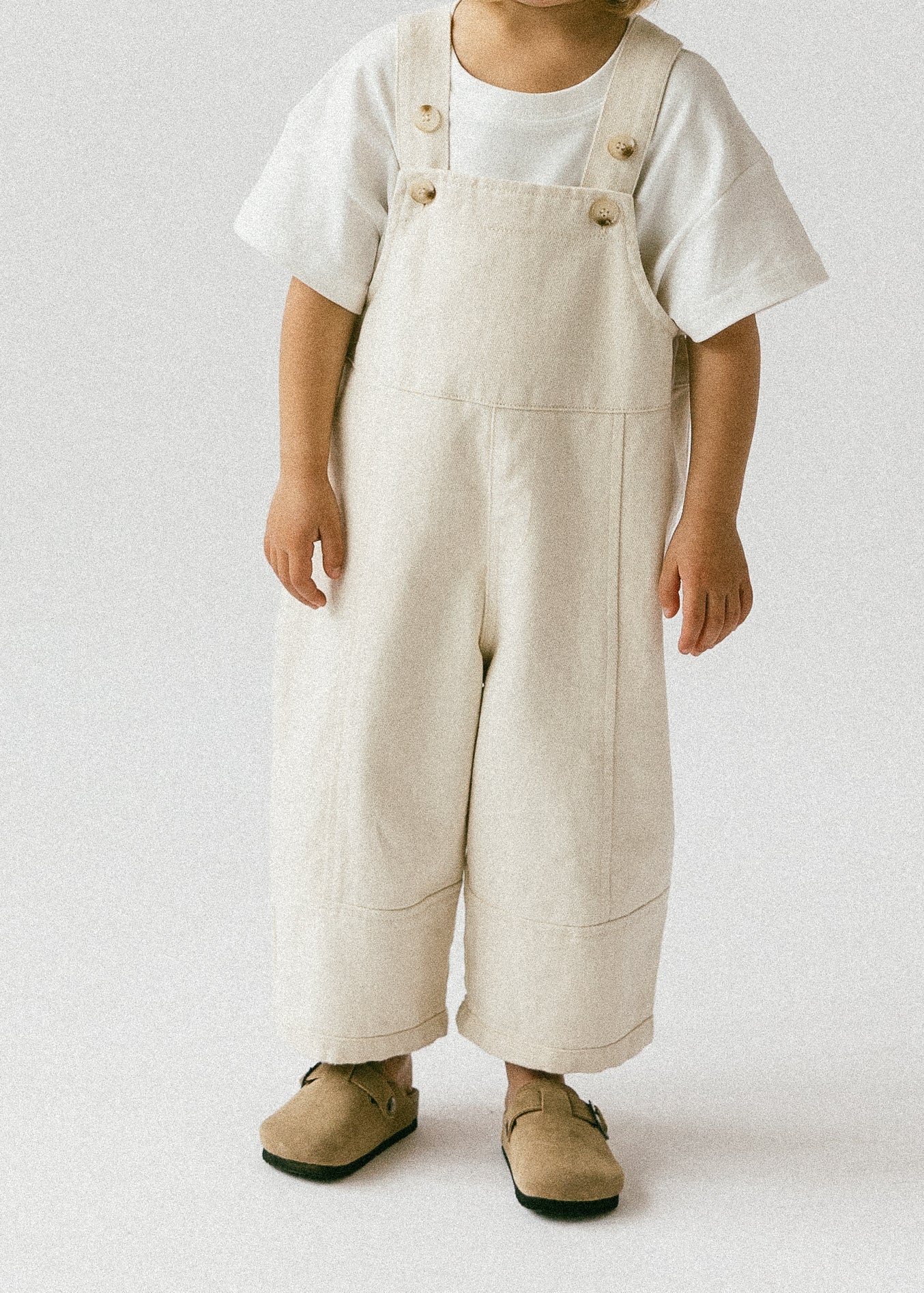 Oversized Overalls- Speckled Cream