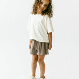 Striped Terry Shorts- Brown
