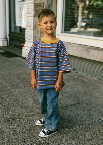 Striped Retro Tee- Blue