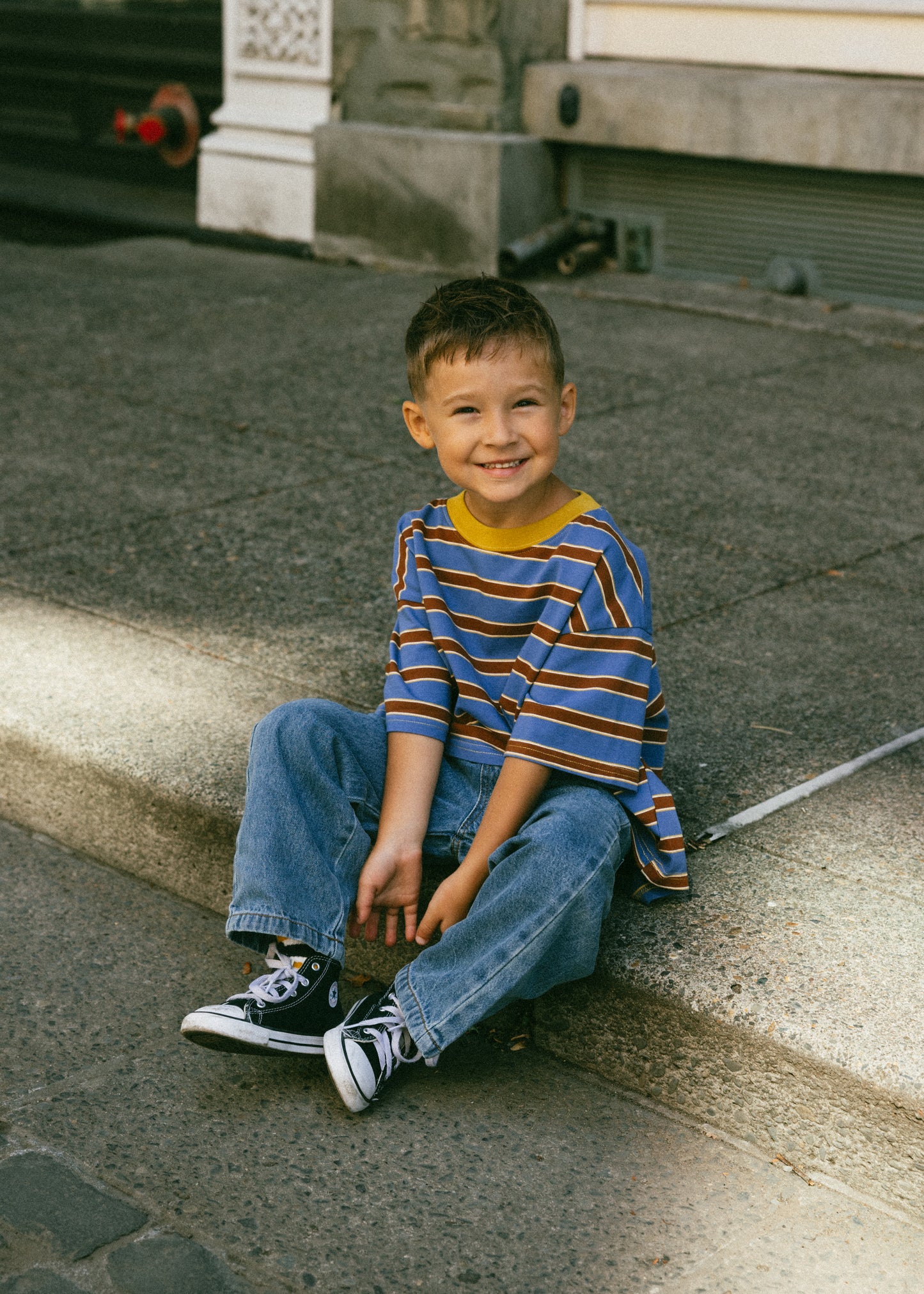 Striped Retro Tee- Blue