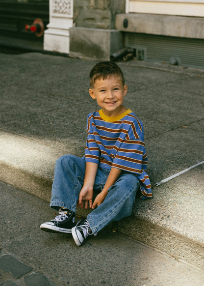 Striped Retro Tee- Blue