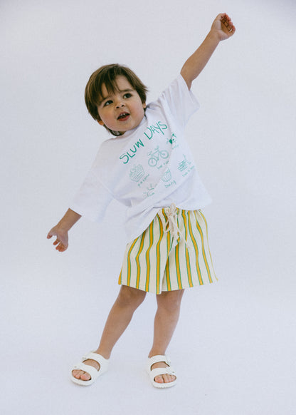 Terry Cloth Shorts- Yellow & Green