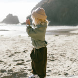 Half Zip Sweater- Washed Green