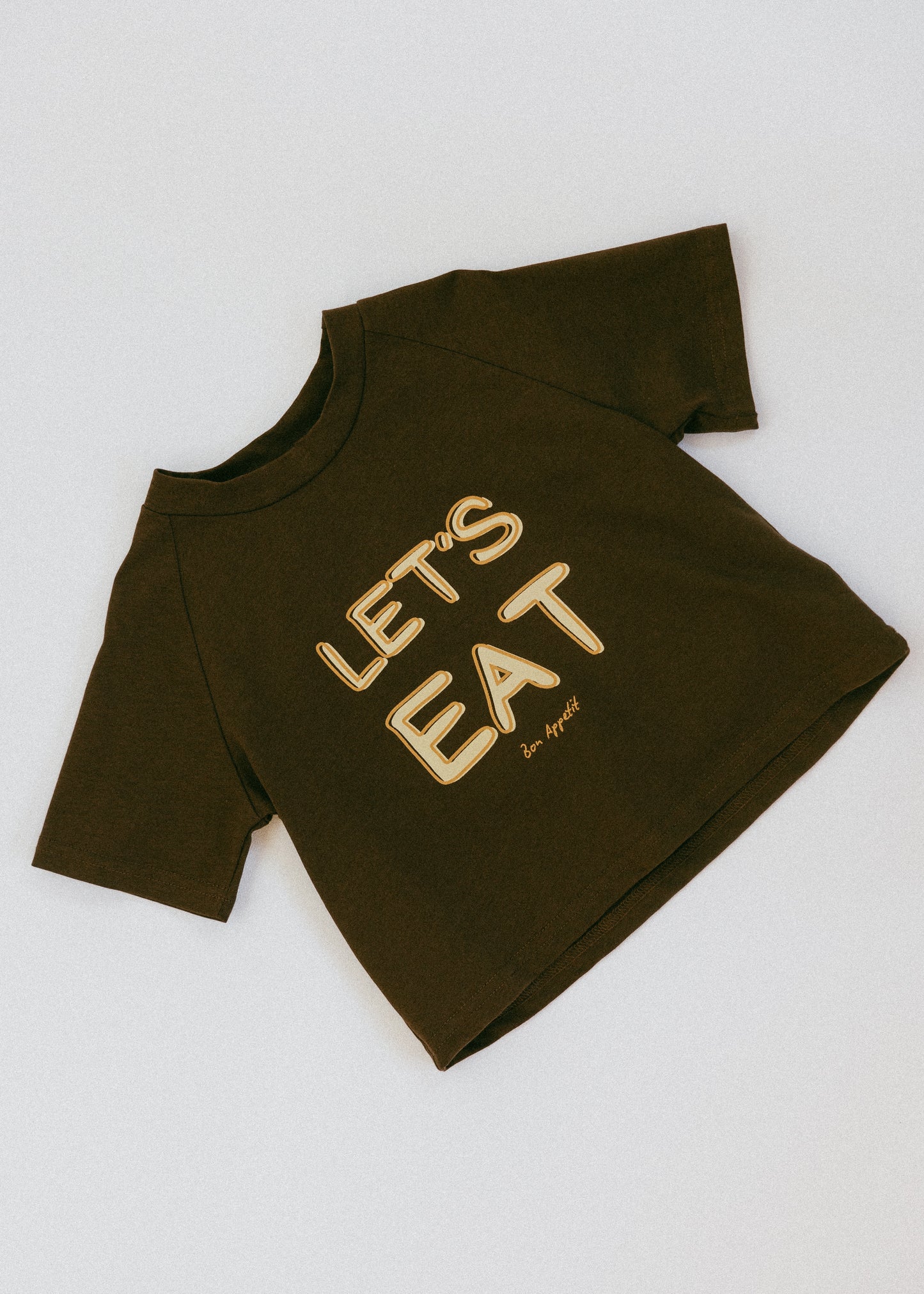 Graphic Tee- Let's Eat- Brown