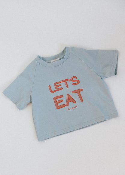 Graphic Tee- Let's Eat- Baby Blue