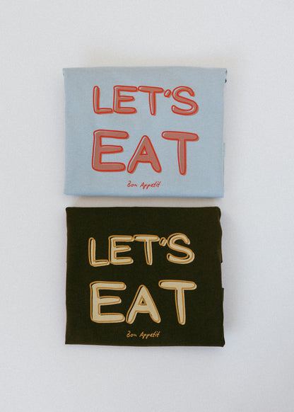 Graphic Tee- Let's Eat- Baby Blue