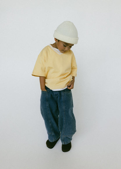 Varsity V-Neck Tee- Vintage Yellow