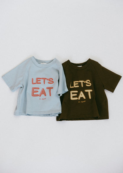 Graphic Tee- Let's Eat- Baby Blue