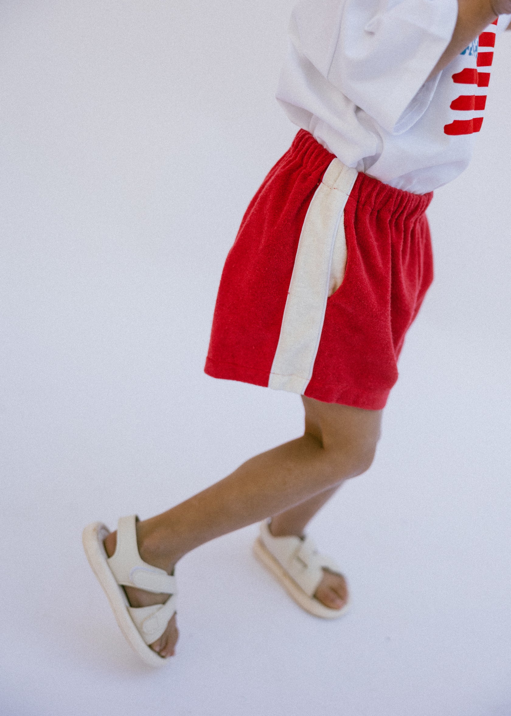 Babyhug Terry Knit Mid Thigh Solid Colour Shorts - Red
