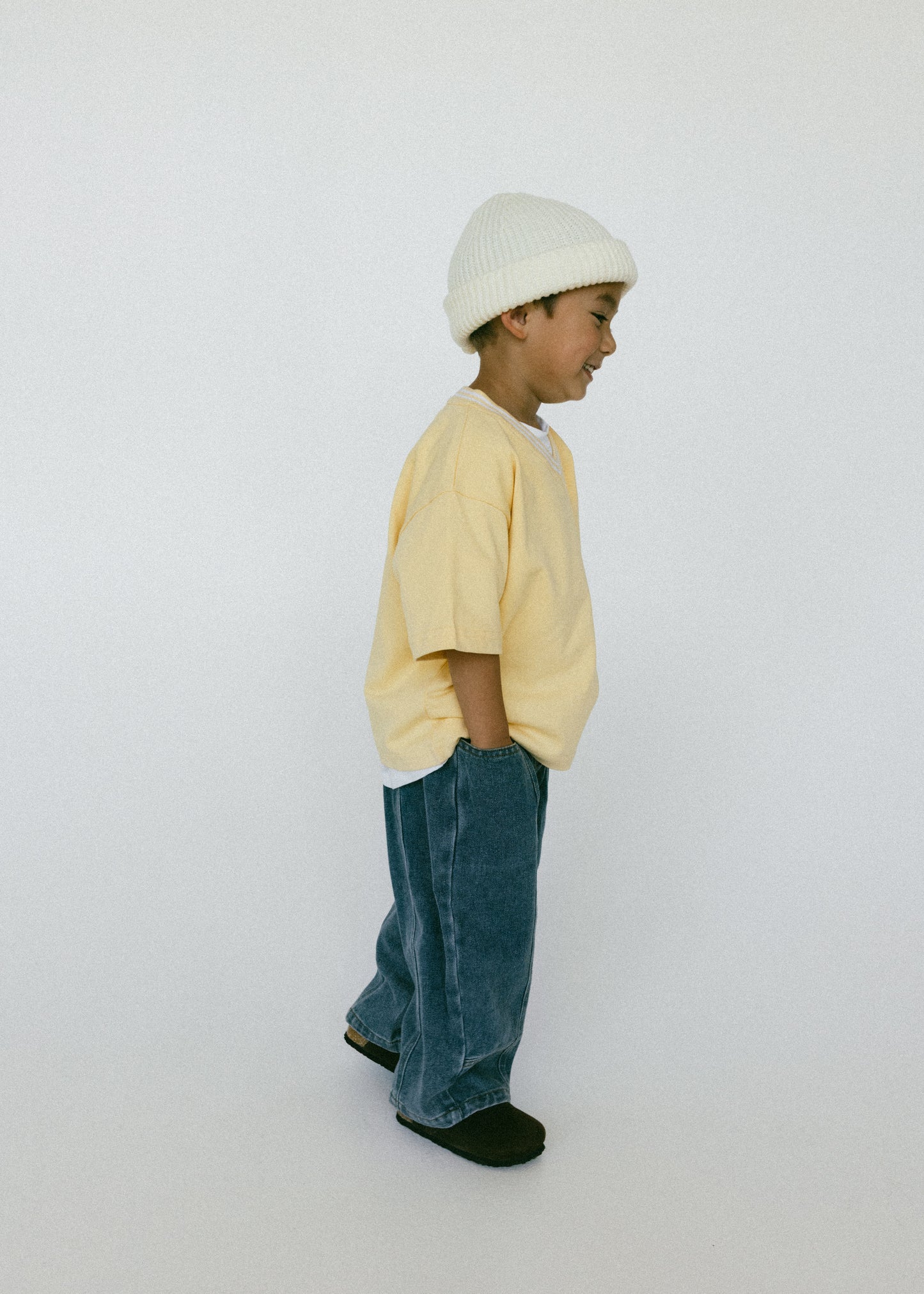 Varsity V-Neck Tee- Vintage Yellow