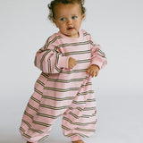 Lightweight Striped Jumpsuit- Pink