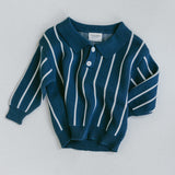 Striped Polo- Blue