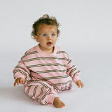 Lightweight Striped Jumpsuit- Pink