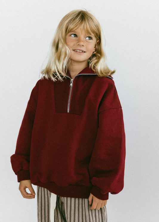 Half Zip Sweater- Cranberry