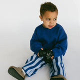 Knitted Striped Pants- Blue