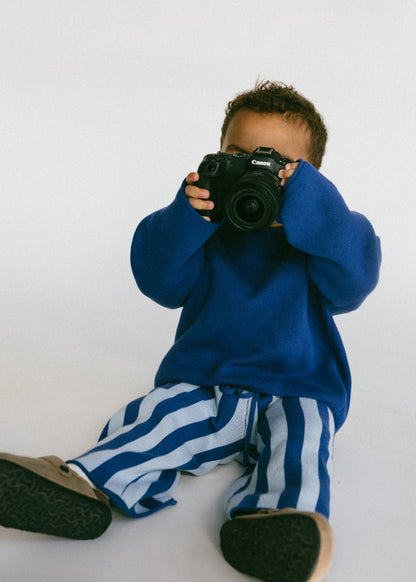 Knitted Striped Pants- Blue