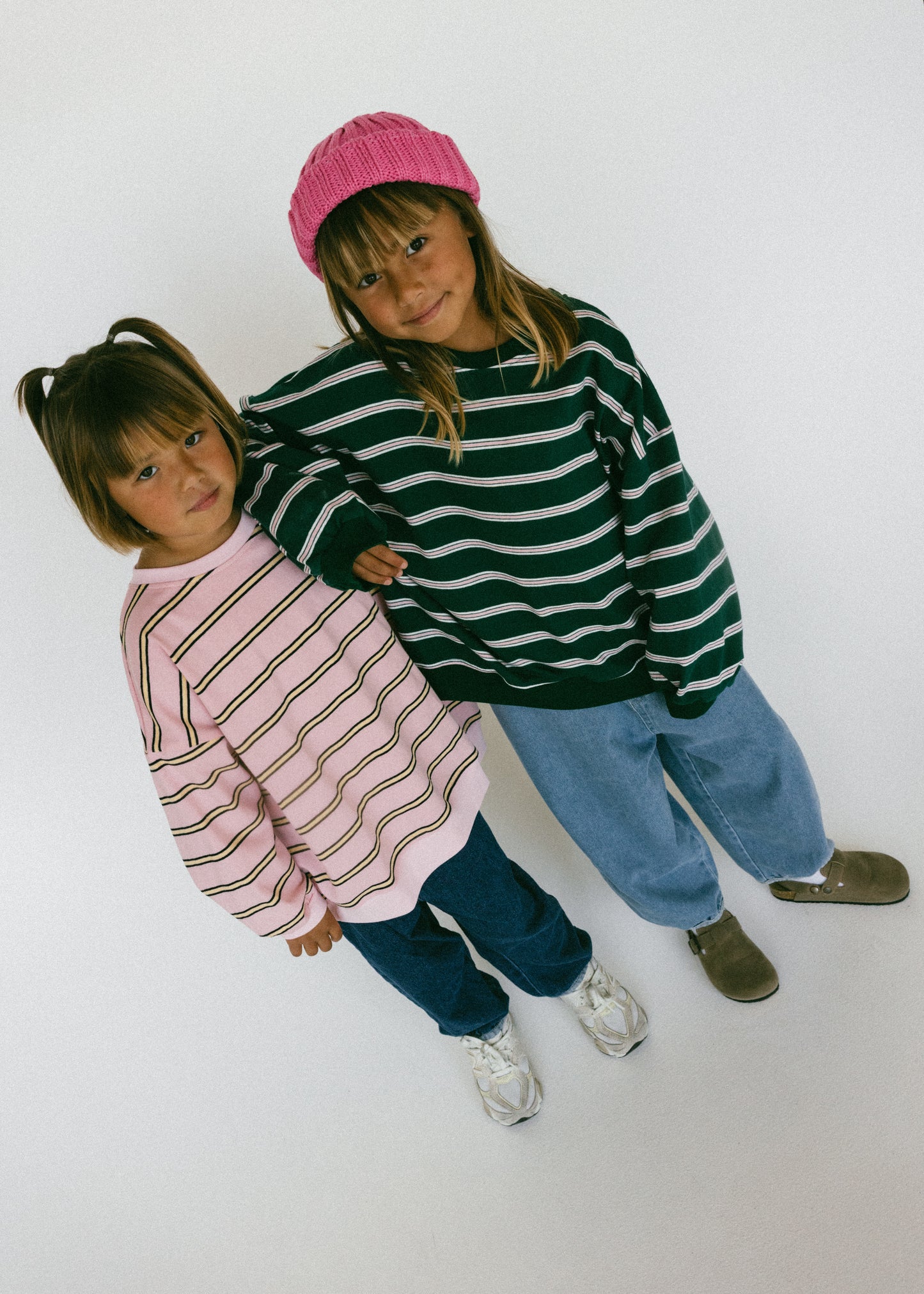 Lightweight Striped Crewneck- Pink