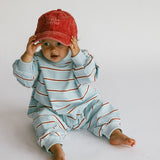 Lightweight Striped Jumpsuit- Light Blue