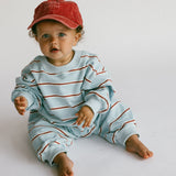 Lightweight Striped Jumpsuit- Light Blue
