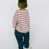 Lightweight Striped Crewneck- Pink