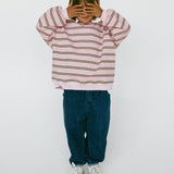 Lightweight Striped Crewneck- Pink
