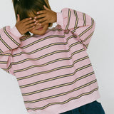 Lightweight Striped Crewneck- Pink