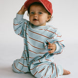 Lightweight Striped Jumpsuit- Light Blue
