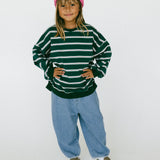 Lightweight Striped Crewneck- Green