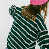 Lightweight Striped Crewneck- Green