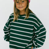 Lightweight Striped Crewneck- Green