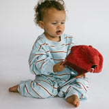 Lightweight Striped Jumpsuit- Light Blue