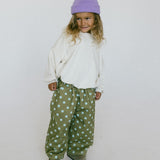 Retro Twill Pants- Polka Dot- Olive