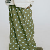 Retro Twill Pants- Polka Dot- Olive