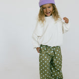 Retro Twill Pants- Polka Dot- Olive