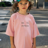 Boxy Graphic Tee- Outside- Pink