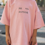 Boxy Graphic Tee- Outside- Pink