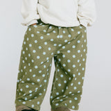 Retro Twill Pants- Polka Dot- Olive