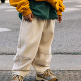 Baggy Barrel Stitch Jeans- Cream